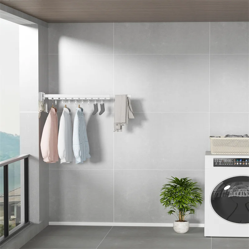 Wall Mounted Clothes Dryer Rack Space Foldable Drying Rack Aluminum Hangers