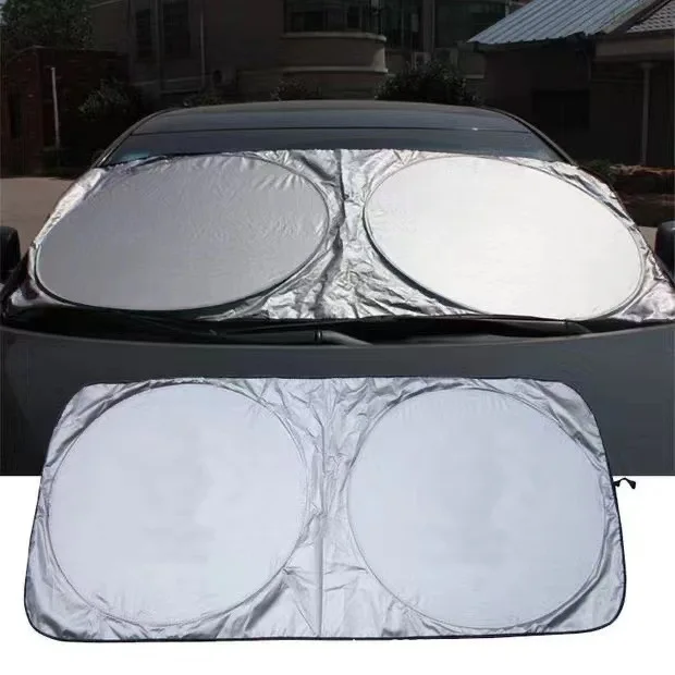 2024 Foldable Front Sun Shield Sun Shade Reflective Polyester Block Cover Heat and Sun Car Windshield Sunshade