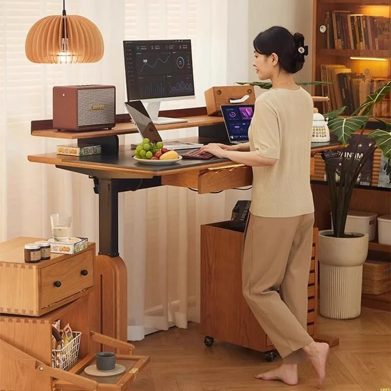 Премиум южноамериканский грецкий орех Электрический подъемный стол Интеллектуальный Рабочий стол из массива дерева с двумя двигателями