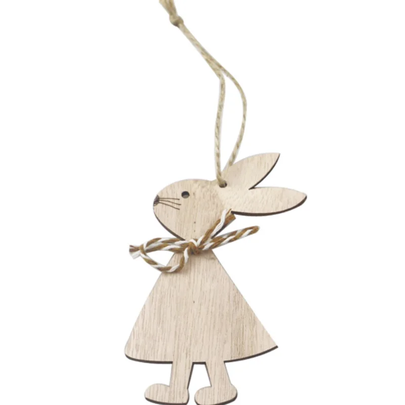 Cheap! 4pcs Cute Hanging Tags Pendants Easter Rabbit Wooden Decorations Bunny Toys Gifts Ornaments DIY Crafts