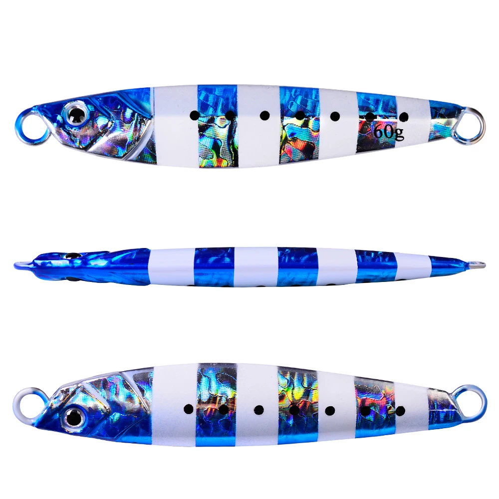 30g 40g 60g OEM Lead Fish Metal Jig Fishing Lure with Hooks 5 Colors Paillette Knife Wobbler Artificial Hard Jigging Bait
