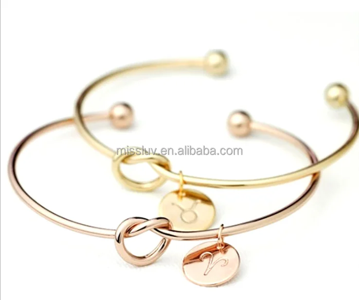 Hot initial letter charm bangle bracelets custom initial letter logo metal bracelets expandable initial bangles bracelets
