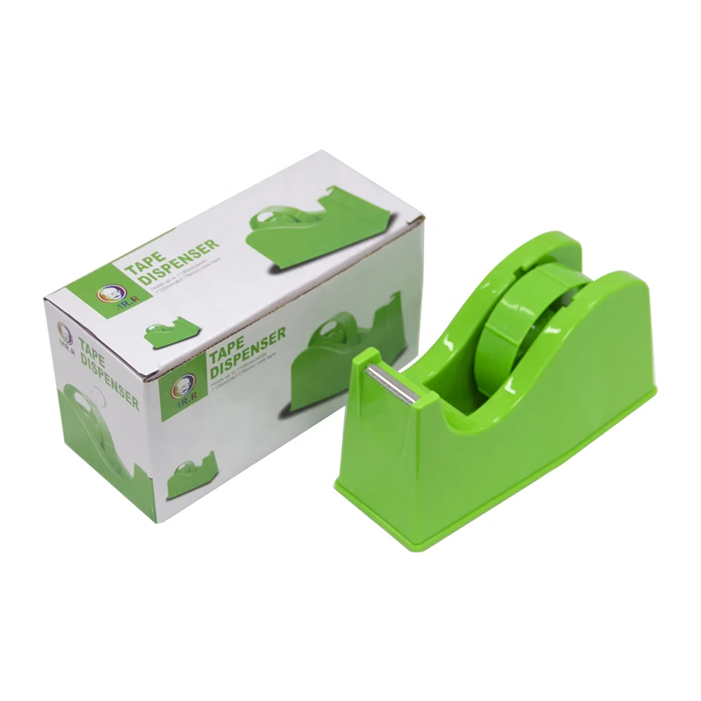 MR.R Office Desktop Stationery Heat Resistant Adhesive Tape Dispenser Roll Holder Green Color