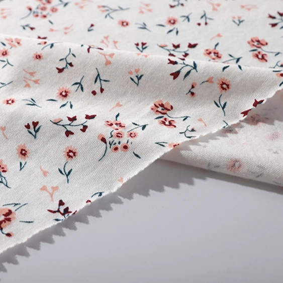 
New Style Summer Dress T-Shirt Fabric Floral Printed Cotton Modal Wicking Jersey Fabric 