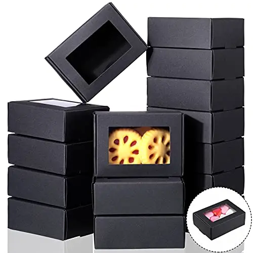 Cheap wholesale high quality black paper box with window wholesale recycled gift paper box