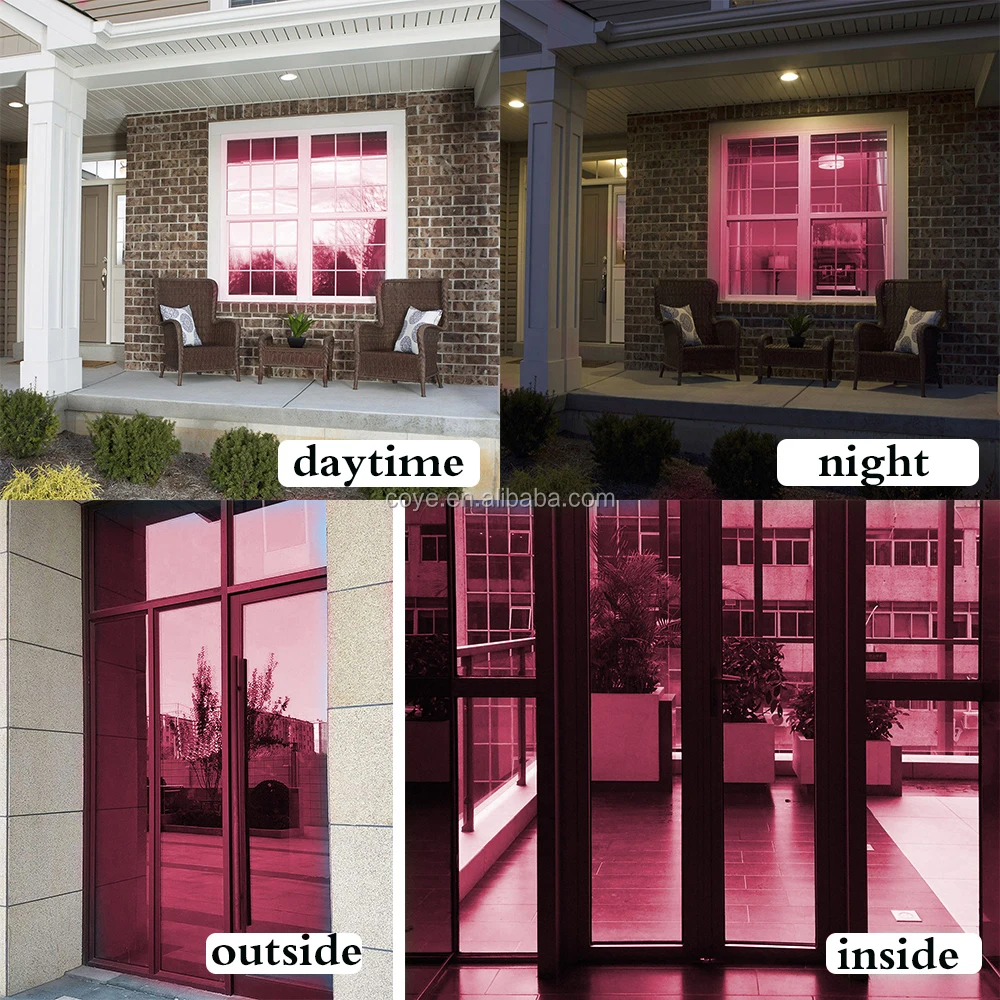 Red Solar Tint Window Film Self Adhesive Privacy Film One Way Mirrored Vinyl Reflective Glass Tint Sun Blocki