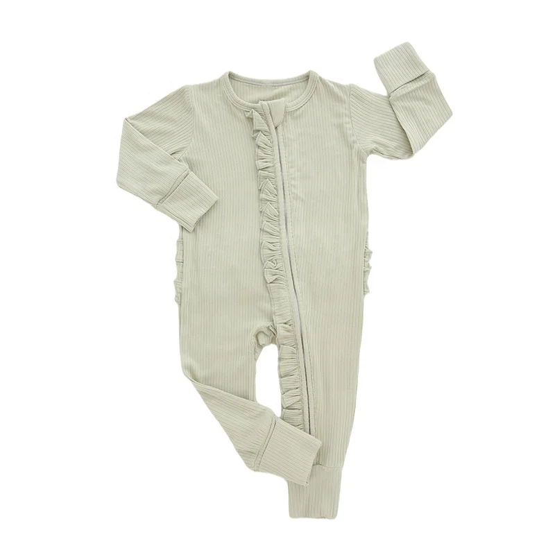 Newborn Baby Clothes Unisex Boys And Girls Solid Color Baby Winter Clothes Ribbed Bamboo Viscose Baby Rompers