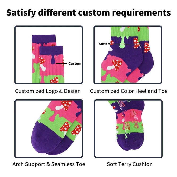 Low MOQ manufacturing personalized sox knitted cotton mens sock custom logo jacquard crew socks for men