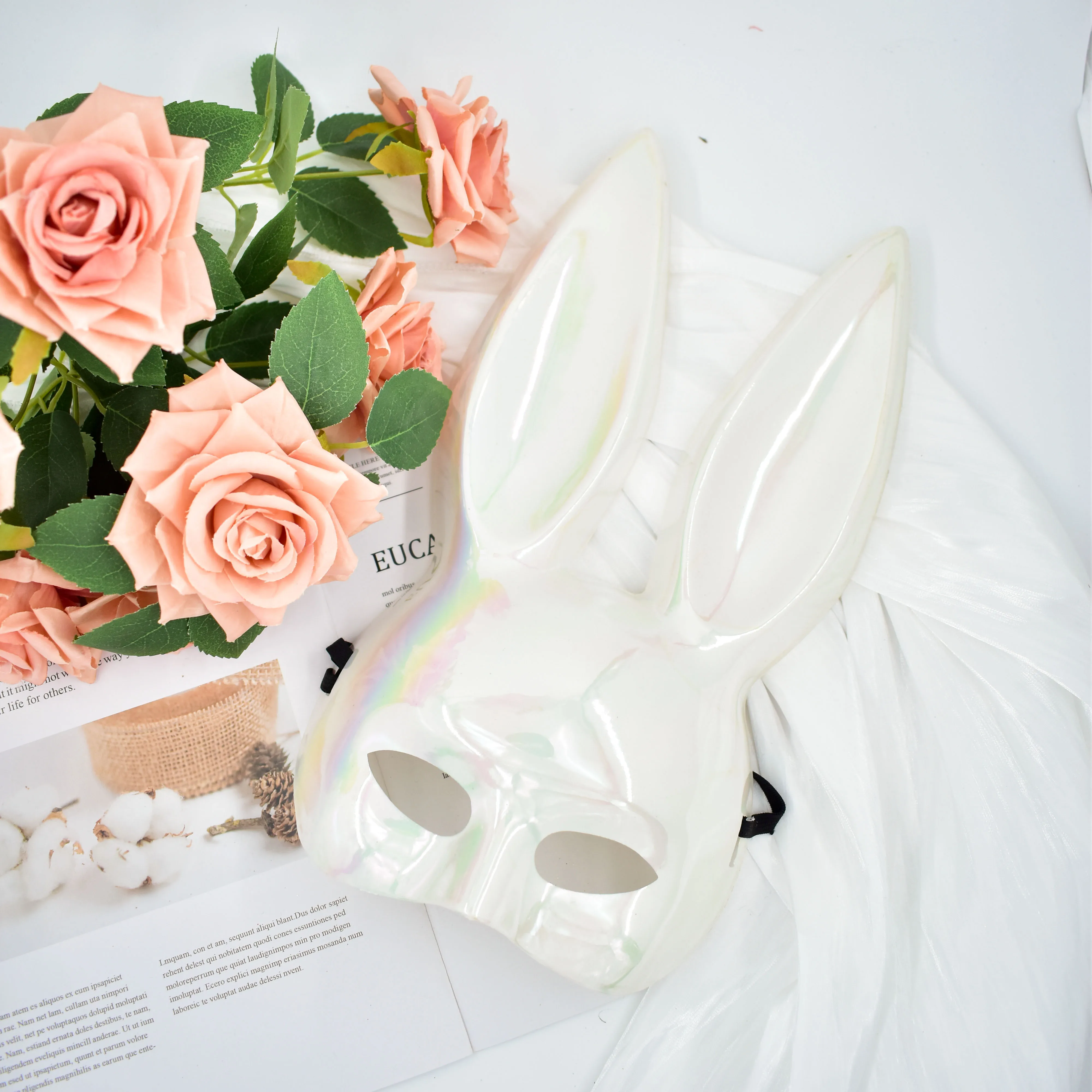 Easter Cosplay Props Rabbit Ears Masks Laser Bunny Half Face Mask Sexy Girls Carnival For Custom Party Gift