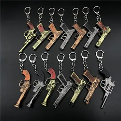 Popular cool decorational Cross fire metal Mini Pistol Key Ring  metal gun keychain for bag