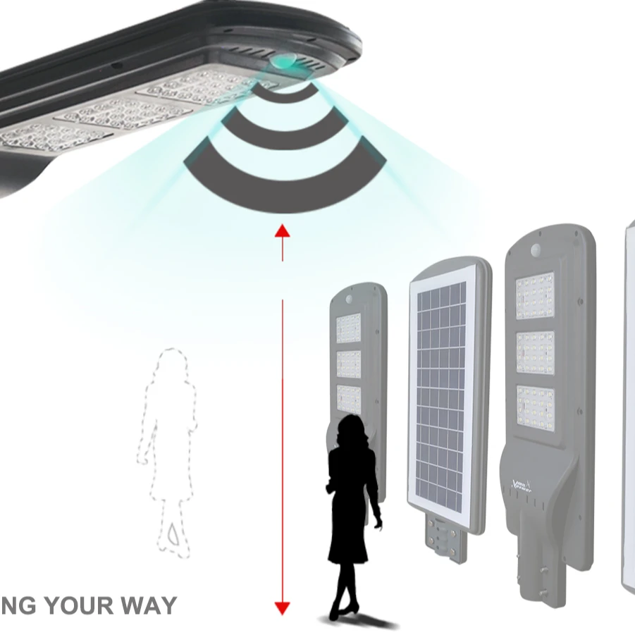 Водонепроницаемый IP67 Светодиодный уличный фонарь Vmaxpower с солнечной панелью высокой яркости 20 Вт 40 Вт 60 Вт