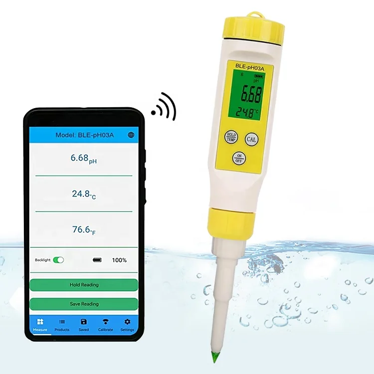 Good quality Intelligent pH Pen Meter with Digital Blue Tooth water quality PH tester for soil milk meat cheese food
