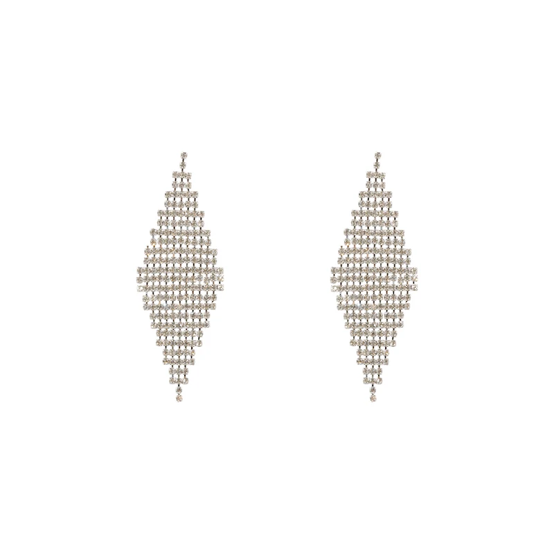 Luxury gold multi-layered rhinestone tassel earrings long crystal rhinestone chain tassel pendant earrings girl