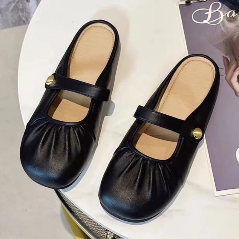 2024 new style Autumn women flat sandals high quality leather fashion footwear Wholesale womens Toe shoes for girl and ladies