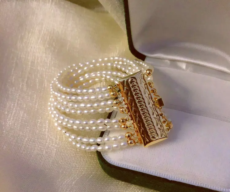 Factory selling natural Multi-row design bracelet with freshwater pearl