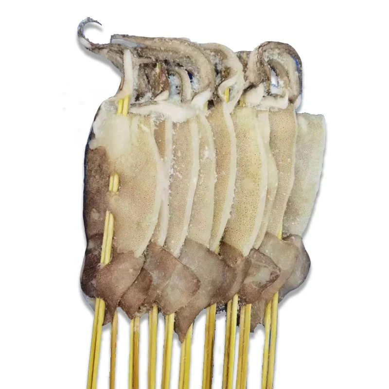 Barbecue material frozen squid skewer, Illex squid, Todarodes squid tentacle