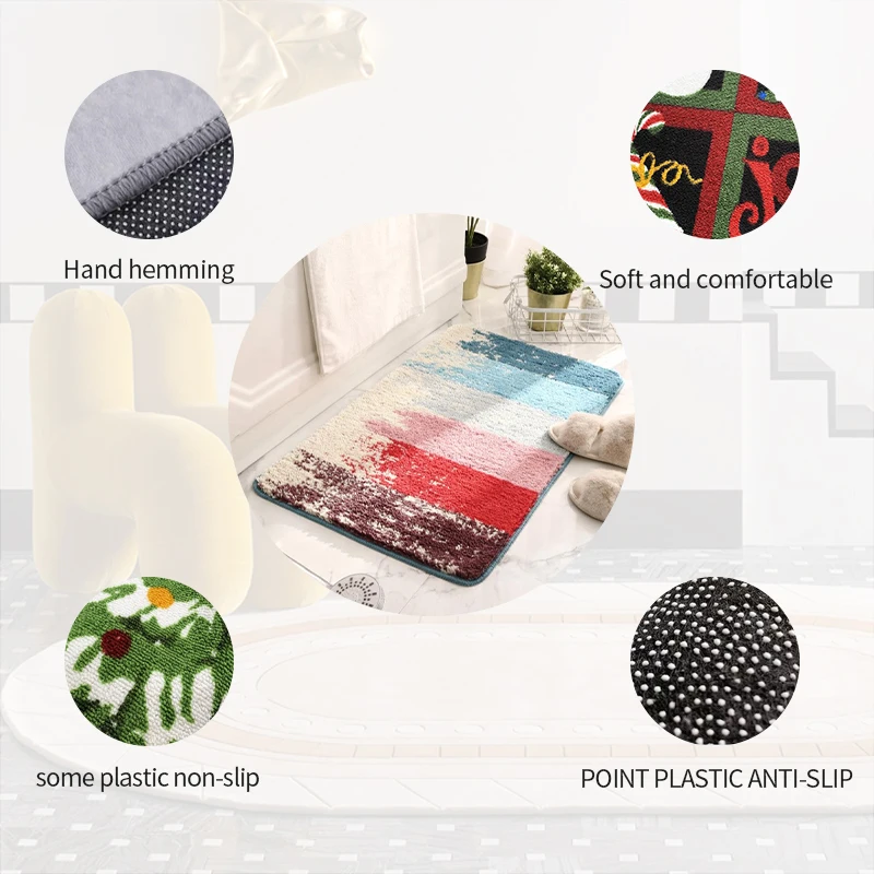 Factory Super Soft Microfiber 3d Printing Pile Waterproof Anti slip Door Mat Bedroom Shaggy rug