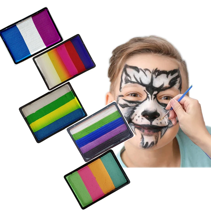 50g Fluorescence Face Paint Rainbow Split Cake Face Body Painting