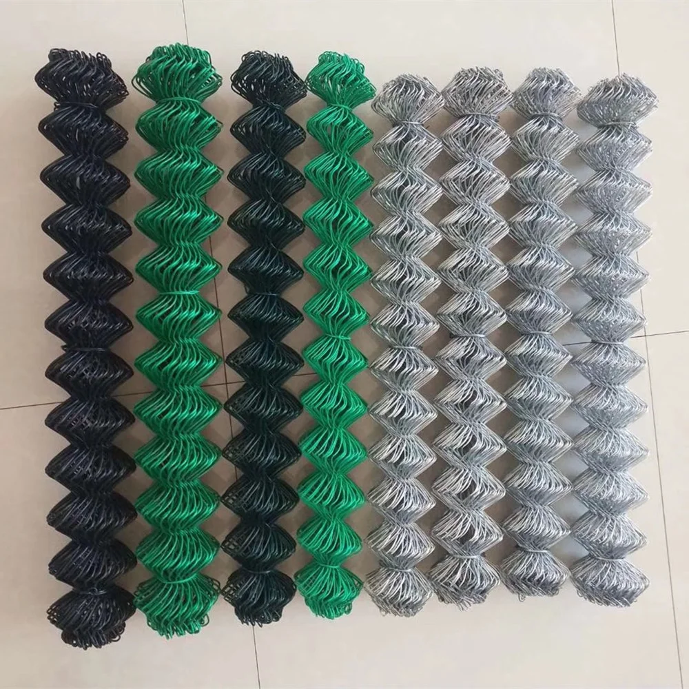 high quality 9 gauge x 2 inch chain link fence fabric PVC coated  diamond wire mesh