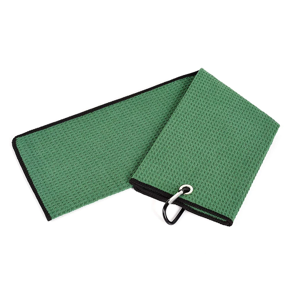 Branded custom printed fashion design quick dry waffle microfiber golf towel with holder carabiner