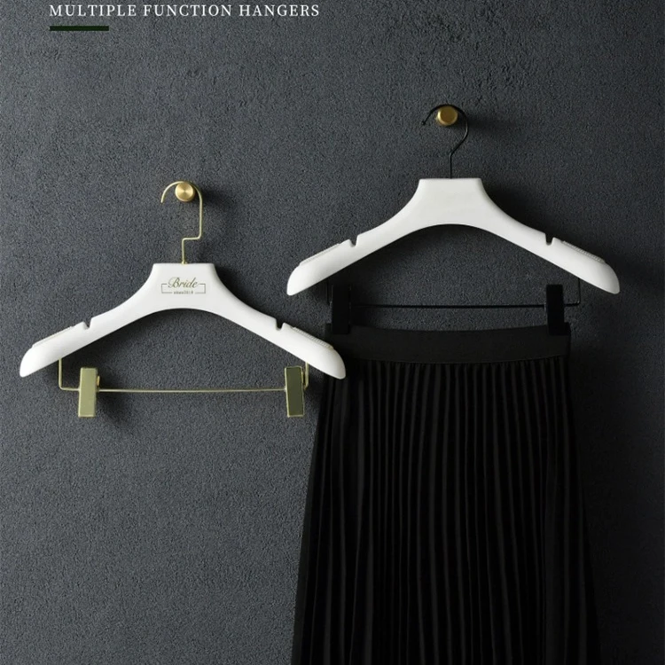 Wedding Dress Hanger Bridal Dress Anti slip Silk Plush Clothes Hanger Customized Brand Clothing Store Flocking Clothes Hanger