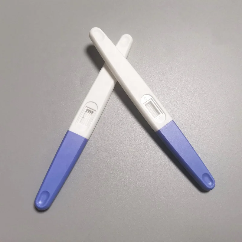 Urine cassette OEM HCG pregnancy test cassette strip 3mm 4mm 6mm pencil shape cassette with pink blue cap