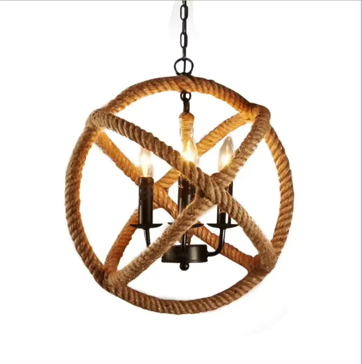 American country retro industrial rope chandelier iron art creative bar cafe restaurant study chandelier
