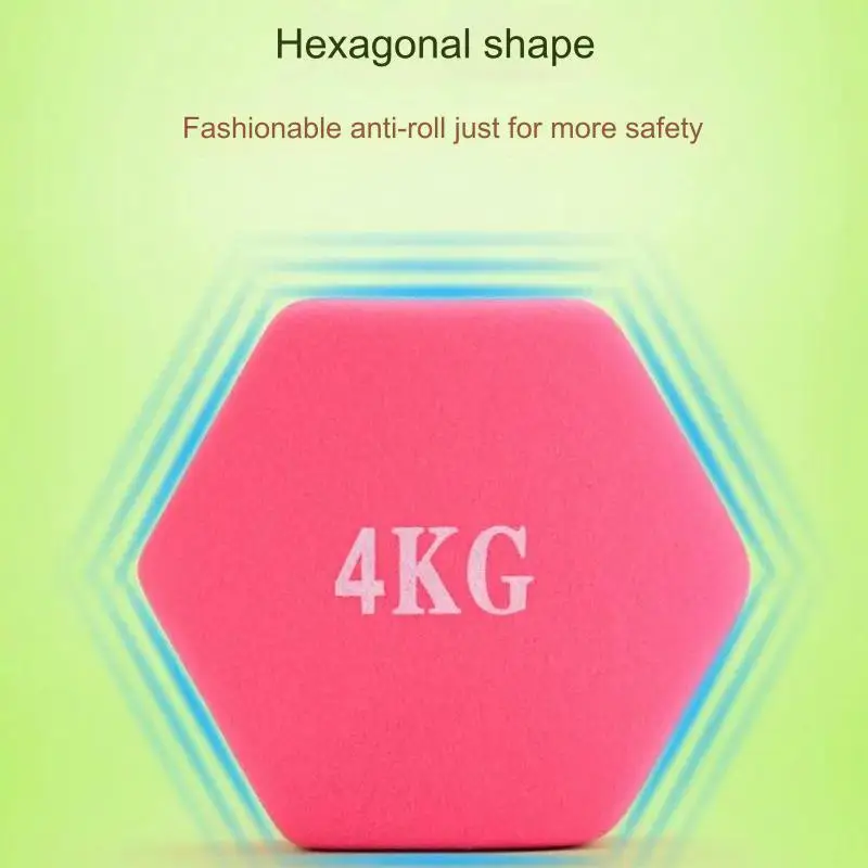 Hot Sale  1-10KG Hex Frosted or Bright Plastic Dipped Free Weights Dumbbells For Women Solid Cast Iron Fitness Rubber Dumbbell