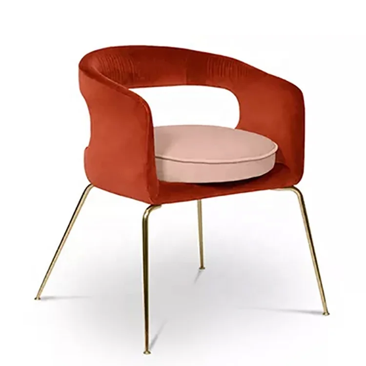 Hot sale modern dining room furniture upholstered luxury metal leg velvet dining chair