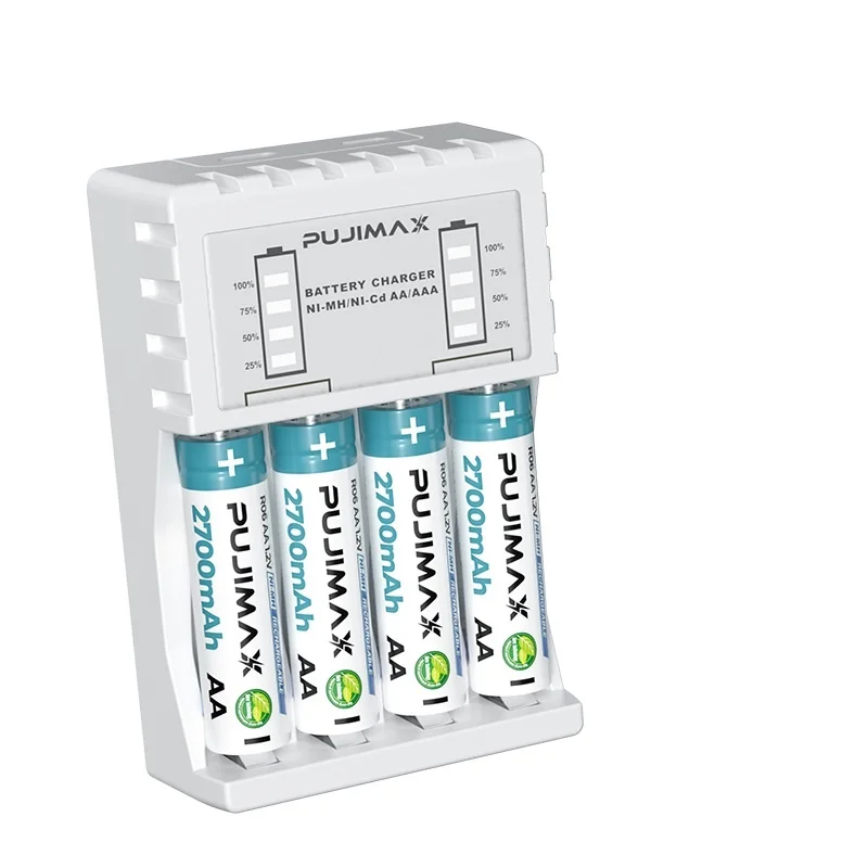 Горячая Распродажа PUJIMAX, светодиодный дисплей, умное зарядное устройство для батарей AA, набор перезаряжаемых батарей для мыши, пульта дистанционного управления с батарейным блоком
