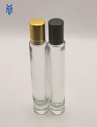Empty 10 ml perfume glass bottle round essential oil Roll On Bottle Glass Spray Bottle with gold lid
