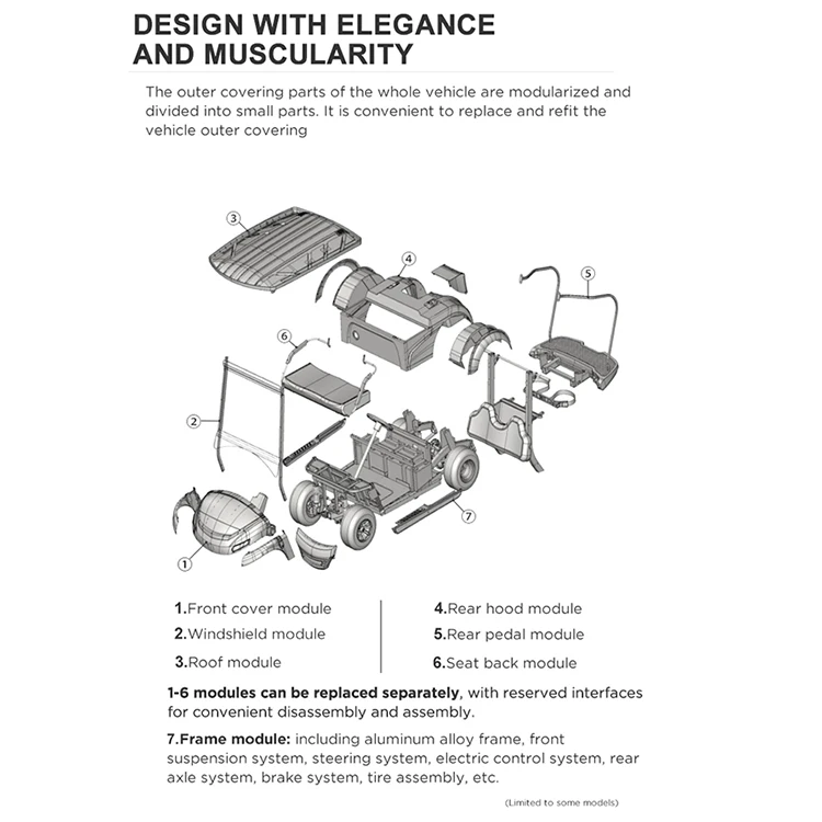 Chinese 2+2 seater lithium ion battery electric off road golf carts