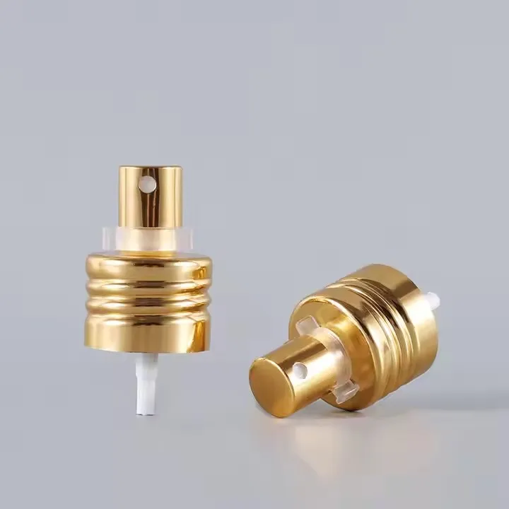 New 18mm 20mm 24mm shiny golden aluminum sprayer pump for perfume bottle screw fine mist sprayer pump