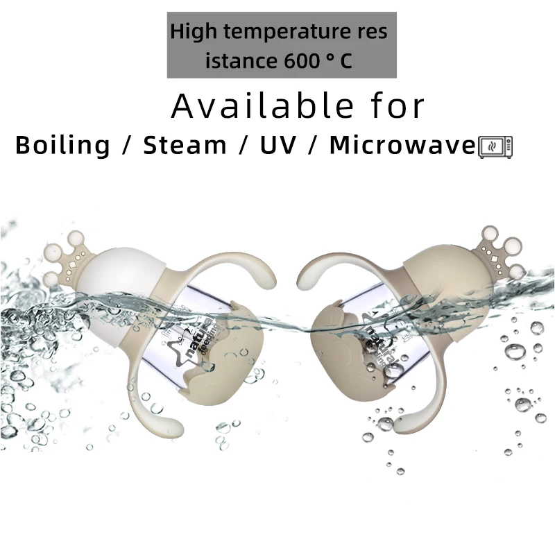 NEW 150 ML Glass Wide Neck Baby Milk Feeding Bottle with Silicon Handles and Protective Bottom anti-gas anti choking