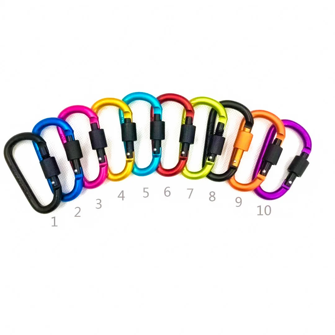 Outdoor Camping Hiking Accessories Aluminum Carabiner 8cm Colorful Promotional Keychains Carabiners