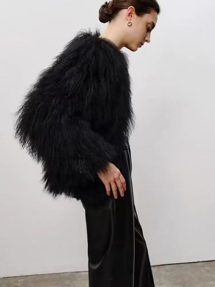 2024  New arrival  Fashion  lamb  fur  coat   Real Mongolian Lamb Fur Coat  for women