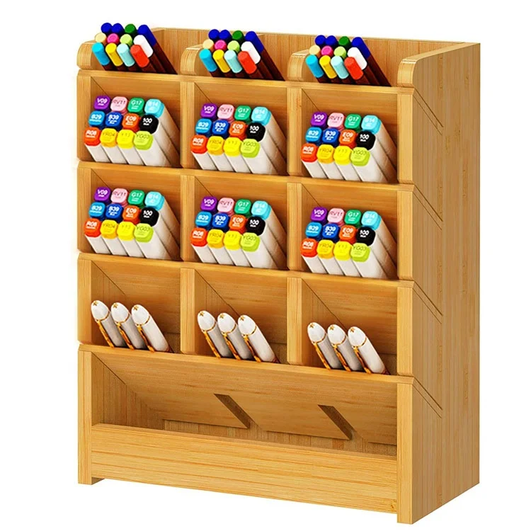 Офисный современный Органайзер из натурального бамбука для хранения ручек