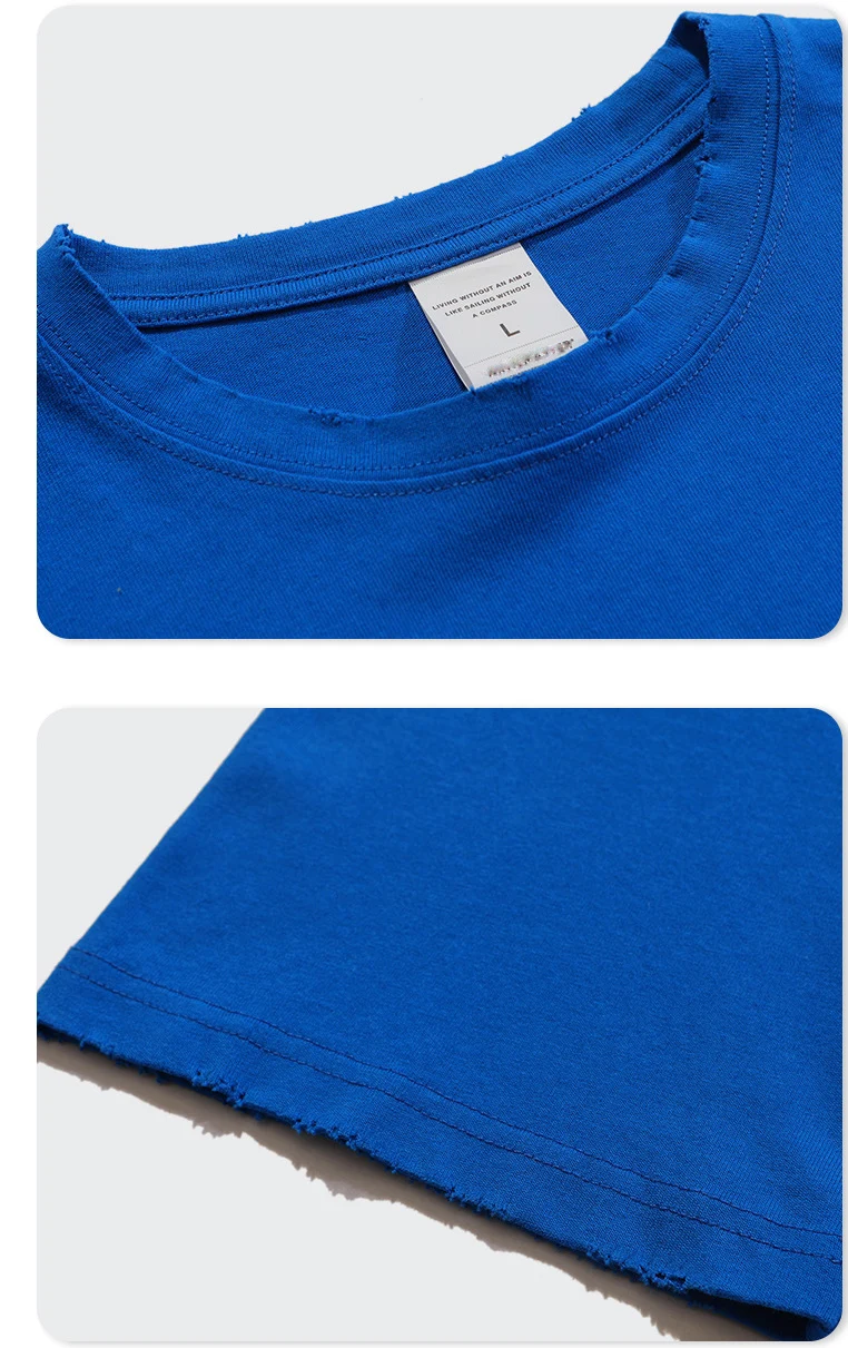 luxury brand street wear heavyweight t shirt distressed oversized blank 100 cotton unisex tshirts