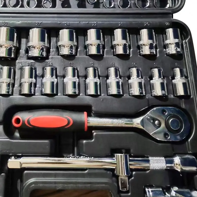 OEM Household Tool Kit for Home Improvement with Hammer Pliers Set Ratchet Wrench Socket Car Repair Tool Box