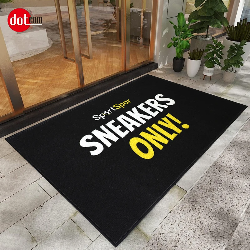 Rubber Elevator Floor Entrance Mat with Customized Mat Logo Custom Commercial Floor Rug Square Modern Nylon Ink Jet Printing
