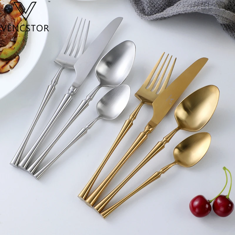Titanium Matte Black Plated Cutlery Stainless Steel Flatware Set Silverware For Sale