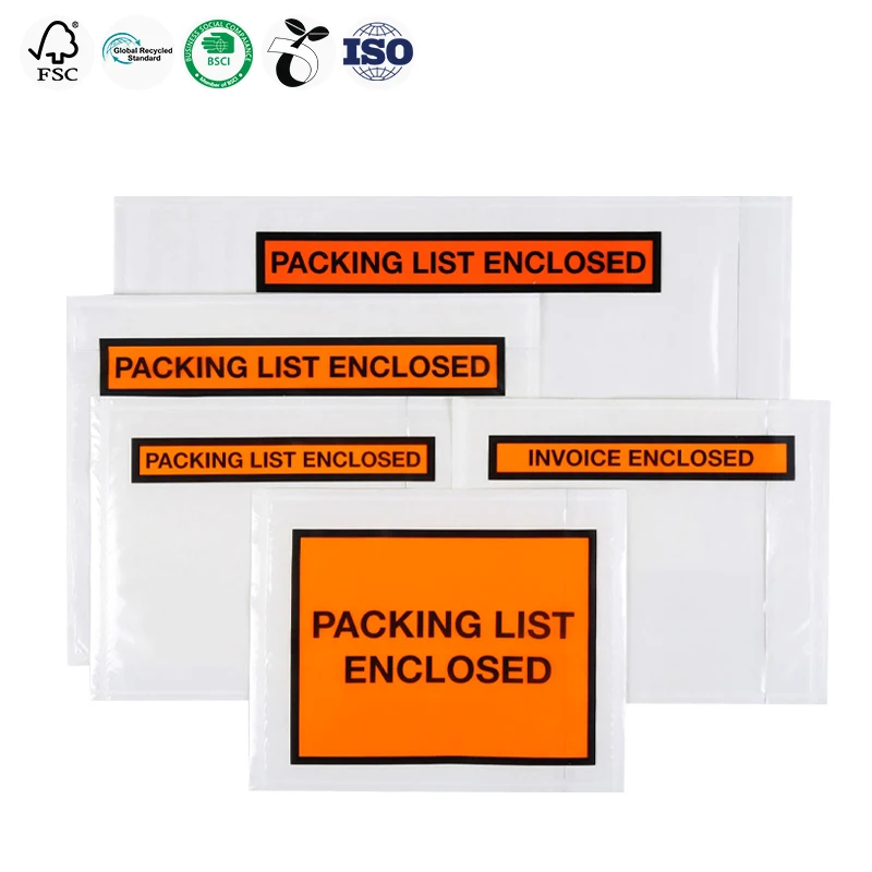 Self Adhesive Waybill Envelope Sideways Loading Shipping Mailing Packing List Plastic Pouch