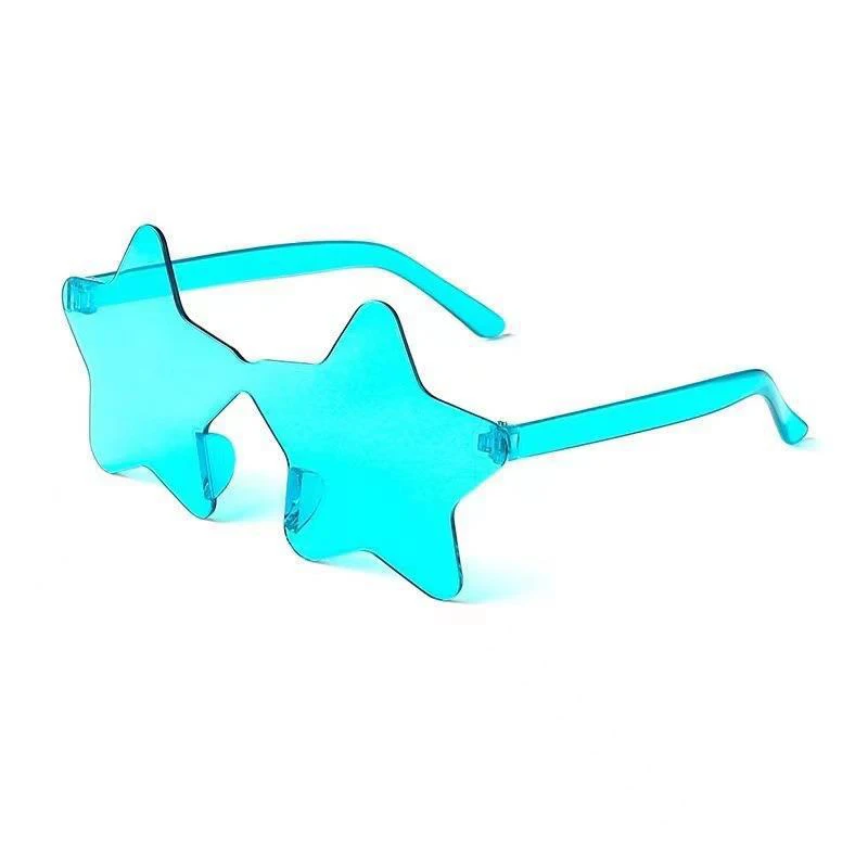 Star Shape Sun Glasses Light Funny Pentagram Candy One Piece Eyewear Multi Colors Decoration Party Rimless Sunglasses