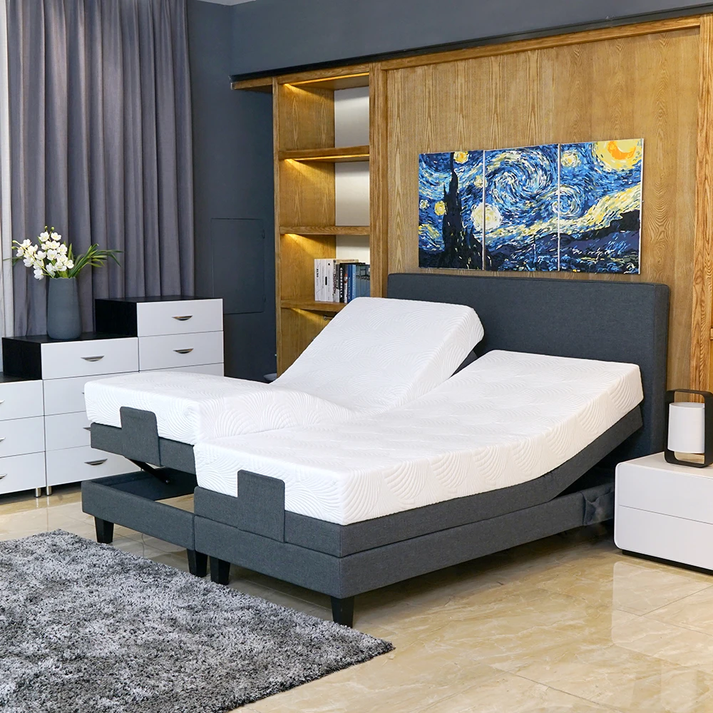 2021New Double Size Remote Control Electric Bed Base Split King Adjustable Bed Frame