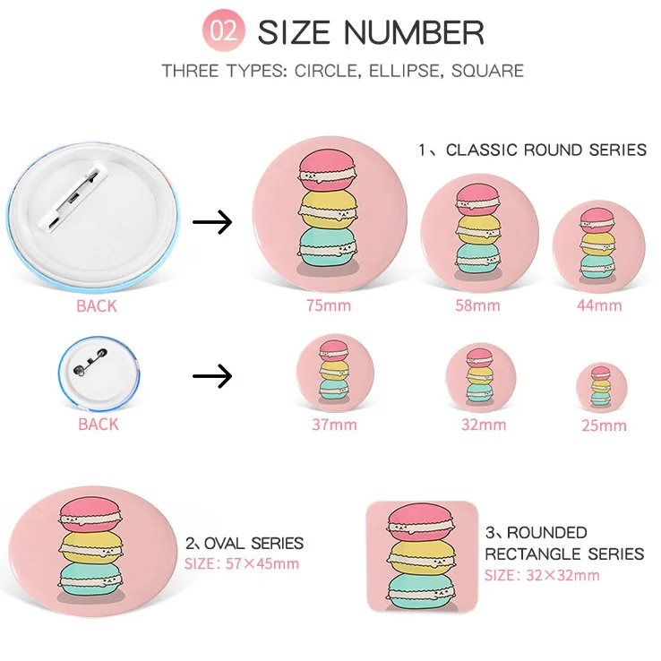 Bomaijie Round Cartoon Custom Logo Quality Personalized Wholesale Pins Badges Tin Customized Button Tinplate Badge From China