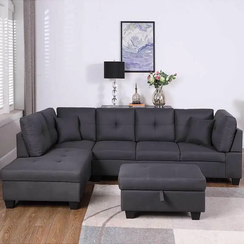 New Business Corner Sofa Set Furniture Fabric Small Unit Three Person Couch Living Room Sofas Corner Simple Combination in Stock