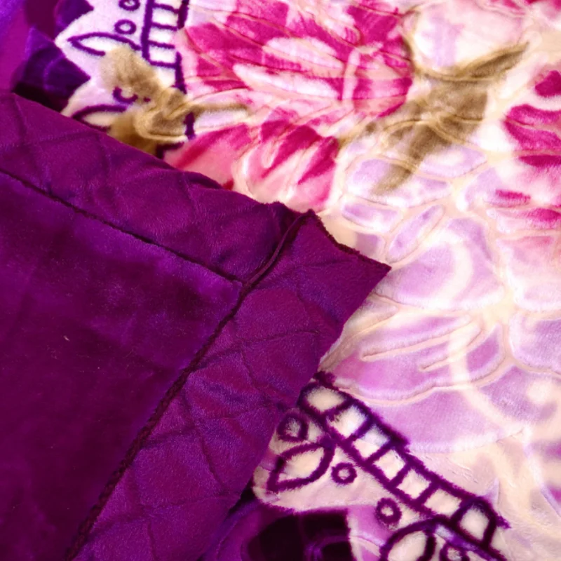 Luxury 100% Polyester Flannel Blanket Purple Mink 2ply Good Quality American Style for Winter Double Bed for Christmas