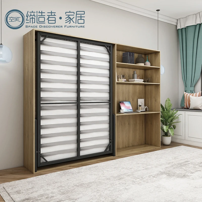 Customized Hidden In Cabinet Wardrobe Modern Style MDF Board Easy Install King Size Easy Carry Vertical Folding Bed Foldable