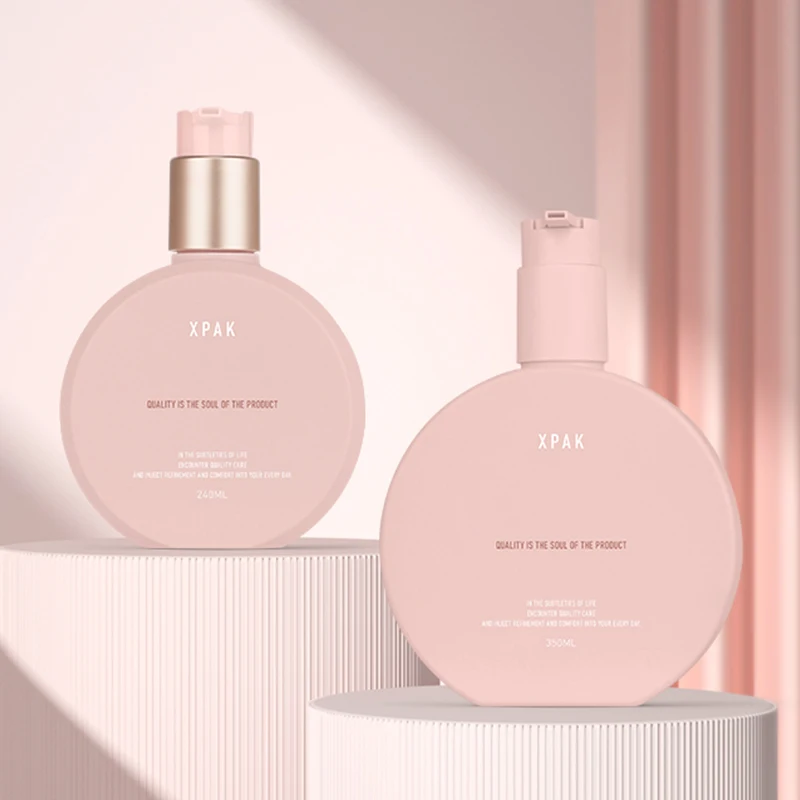 Customized 240/350ml PETG body oil bottle plastic shampoo lotion pump bottle packaging shower gel bottle