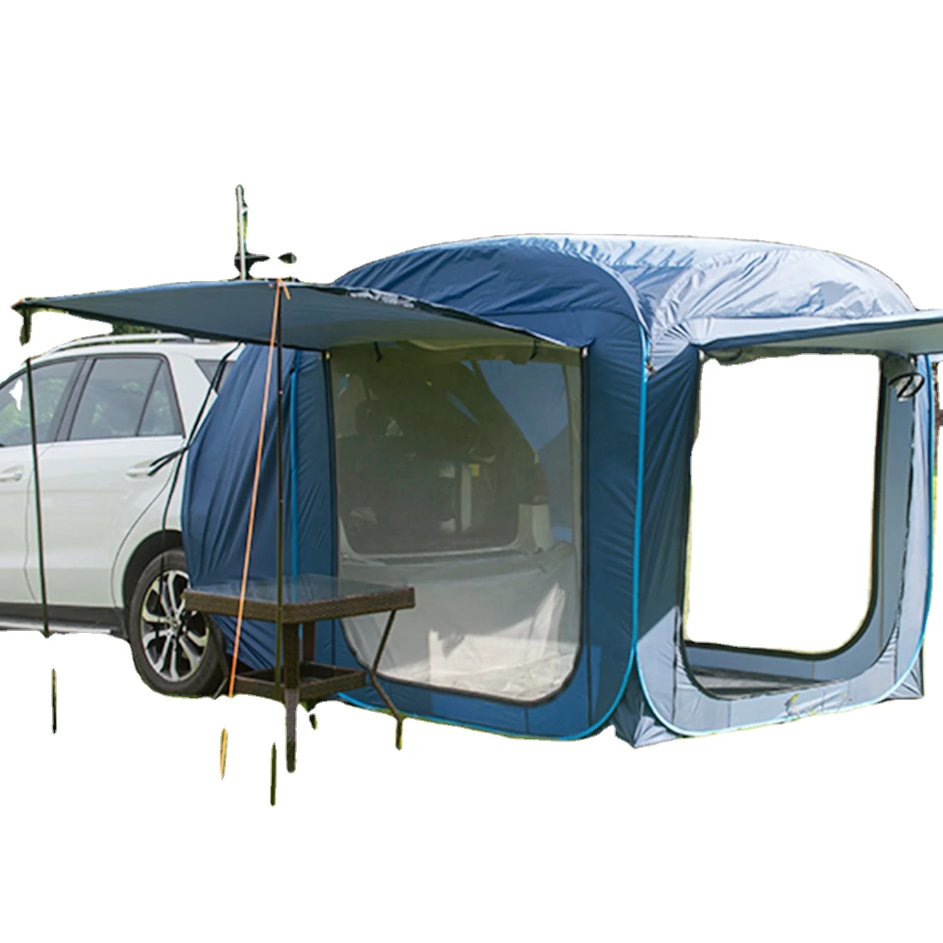 4-6 Person SUV Tent Waterproof Rain Fly Car Tent Twin Awnings Spacious Outdoor Camping Travel Activities Double Layers Automatic